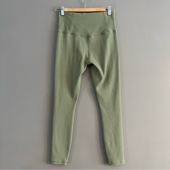 Athleta Leggings Womens Elation Rib Tight Mid Rise Athletic 24” Olive Green M - Picture 2 of 15